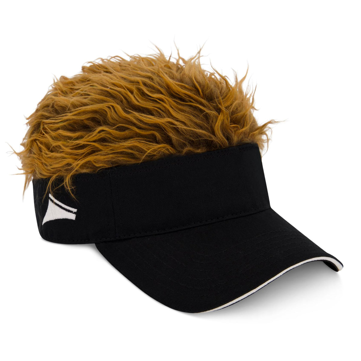 Flair Hair Sun Visor Cap with Fake Hair, Brown Hair with Black Adjusta Shop Flair Hair